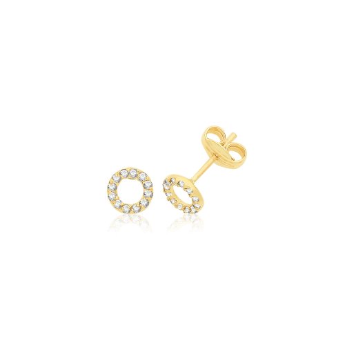 9ct Gold Cz Circle Studs 