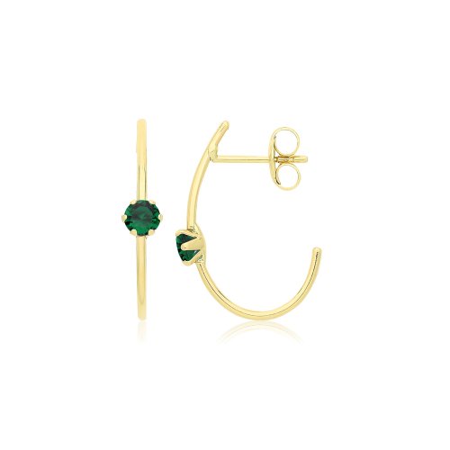 9ct Gold Coloured Single Cz Half Hoop Oval Studs 