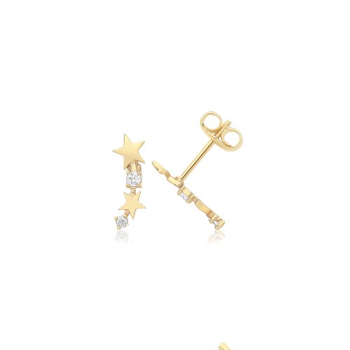 9ct Gold Graduated Star Studs With Cz 