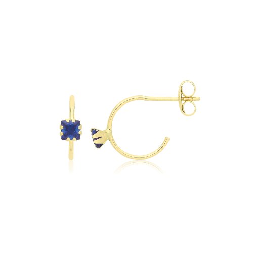 9ct Gold Coloured Single Cz Half Hoop Studs 
