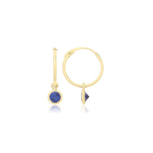 9ct Gold Sleepers With Hanging Coloured Cz 