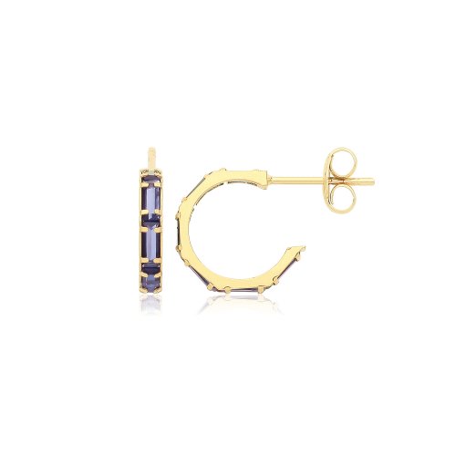 9ct Gold Coloured Cz Half Hoop Studs 