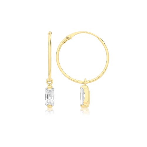 9ct Gold Sleepers With Hanging Cz 