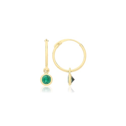 9ct Gold Sleepers With Hanging Coloured Cz 