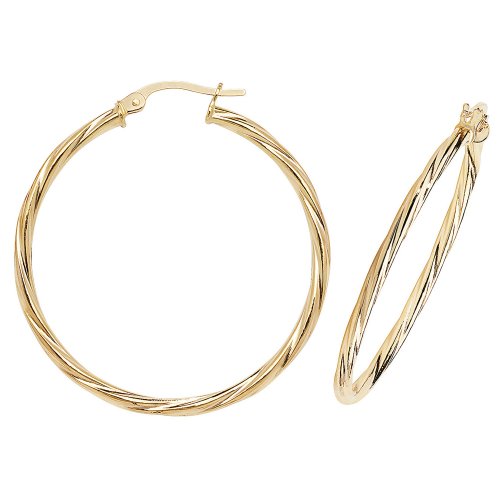 9ct Gold Twisted Hoops 