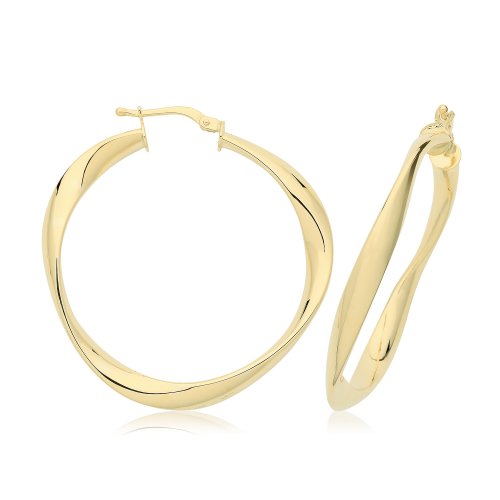 9ct Yel Gentle Twist Hoops ER1205-