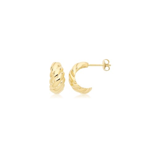 9ct Yel Gold Gentle Twist Hoop Studs 