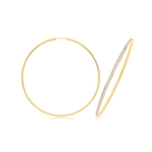 9ct Gold Thin Cz Hoops ER1212-