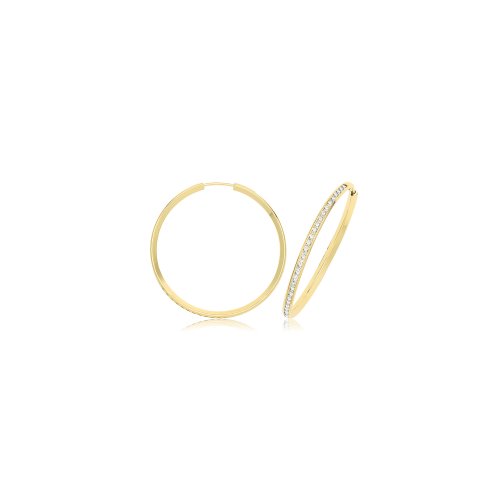 9ct Gold Thin Cz Hoops ER1212-