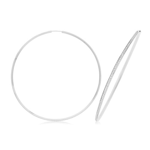 9ct Gold Thin Cz Hoops ER1212W-