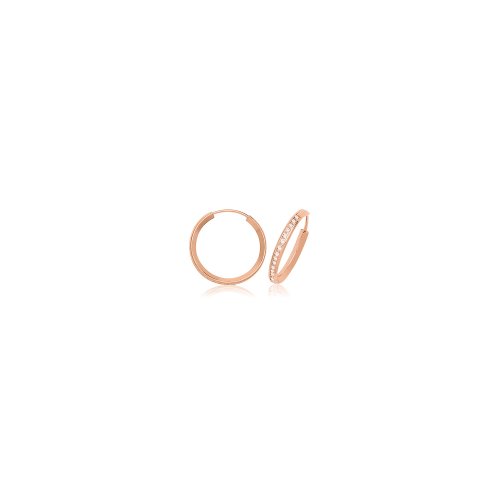 9ct Gold Thin Cz Hoops ER1212R-