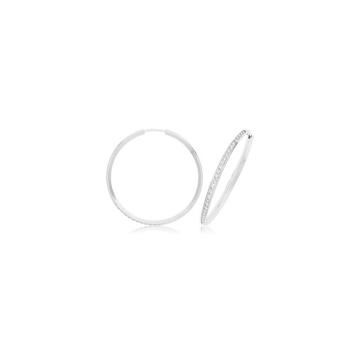 9ct Gold Thin Cz Hoops ER1212W-
