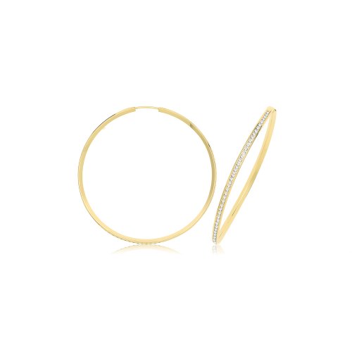 9ct Gold Thin Cz Hoops ER1212-