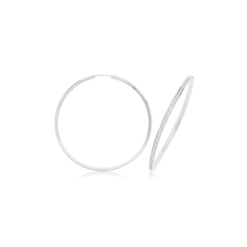 9ct Gold Thin Cz Hoops ER1212W-