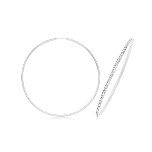 9ct Gold Thin Cz Hoops ER1212W-