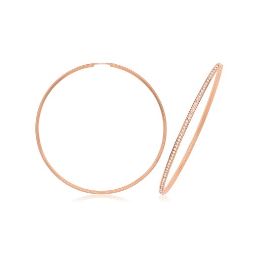 9ct Gold Thin Cz Hoops ER1212R-