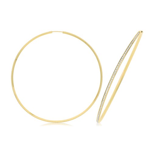 9ct Gold Thin Cz Hoops ER1212-