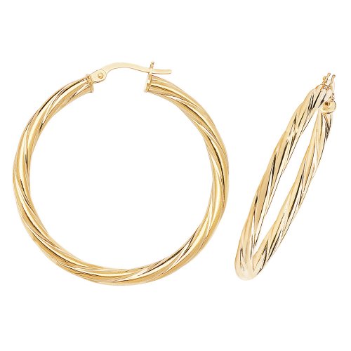 9ct Gold Twisted Hoops 