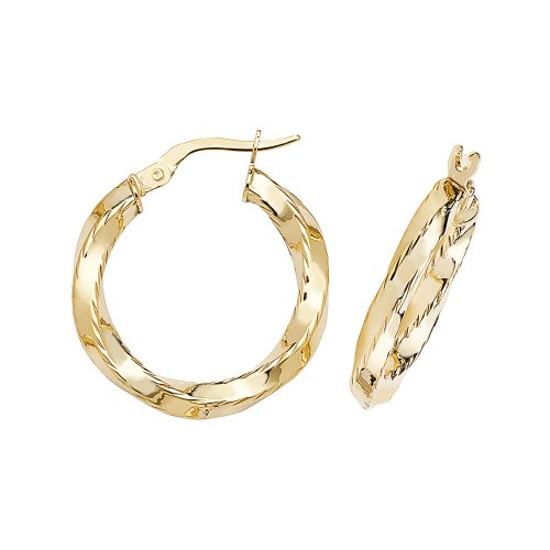 9ct Gold Twisted Hoops 