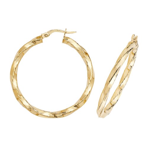 9ct Gold Twisted Hoops 