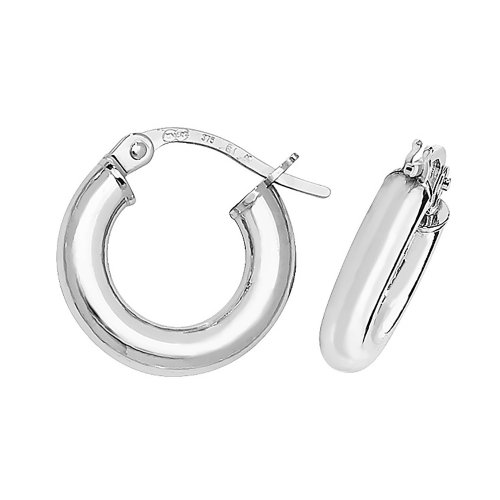 9ct White Gold Tube Hoops 