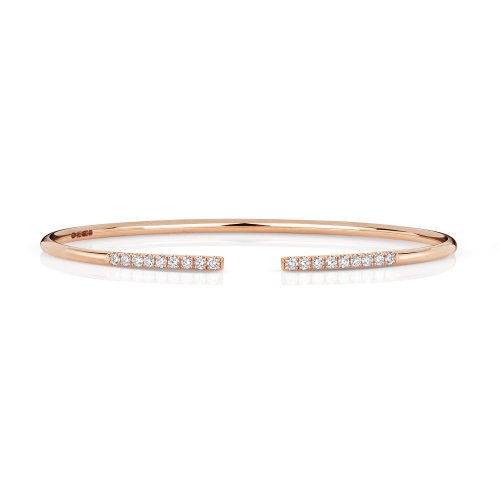 Diamond Open Bangle In 18ct Rose Gold 