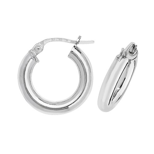9ct White Gold Tube Hoops 