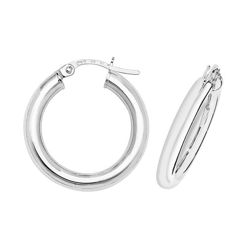 9ct White Gold Tube Hoops 