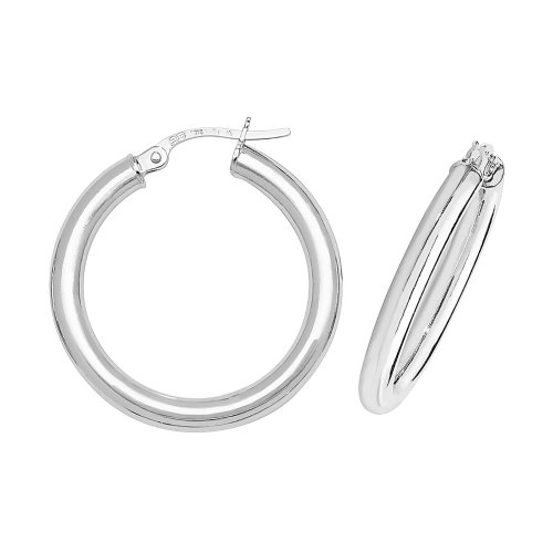 9ct White Gold Tube Hoops 
