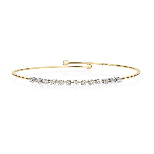 Diamond Claw Set Flexi Bangle In 18ct Gold 