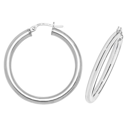 9ct White Gold Tube Hoops 