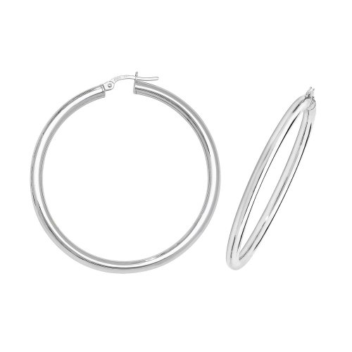 9ct White Gold Tube Hoops 
