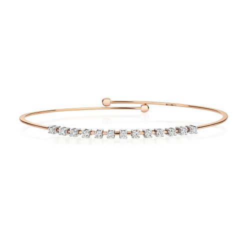Diamond Claw Set Flexi Bangle In 18ct Rose Gold 
