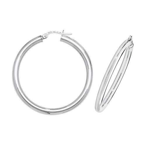 9ct White Gold Tube Hoops 