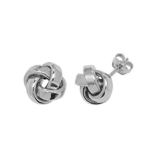 9ct White Gold Knot Studs 