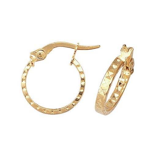 9ct Gold Diamond Cut Hoops 