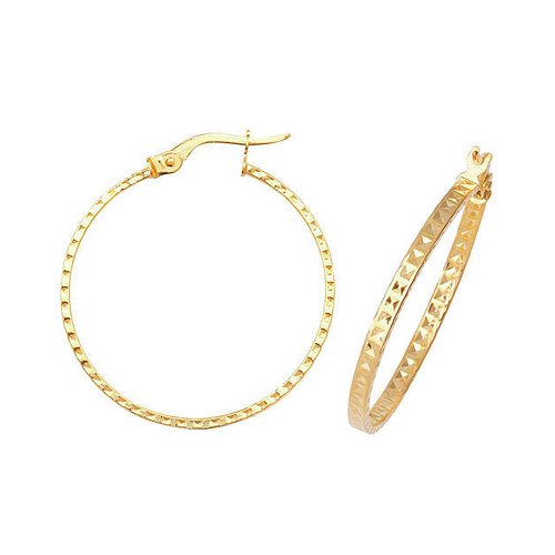 9ct Gold Diamond Cut Hoops 