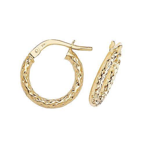9ct Gold Diamond Cut Hoops ER951-