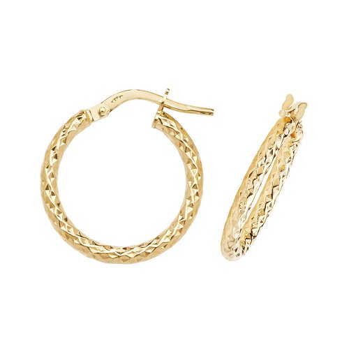 9ct Gold Diamond Cut Hoops ER951-