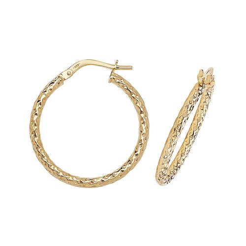 9ct Gold Diamond Cut Hoops ER951-