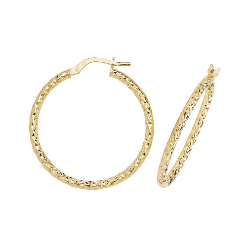 9ct Gold Diamond Cut Hoops ER951-
