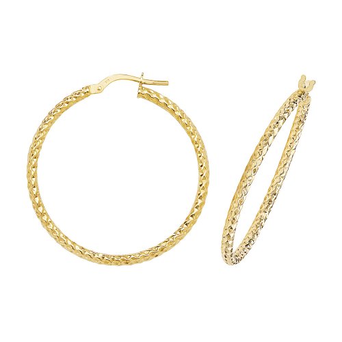 9ct Gold Diamond Cut Hoops ER951-
