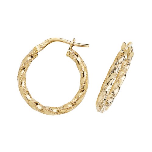 9ct Gold Diamond Cut Twisted Hoops ER952-
