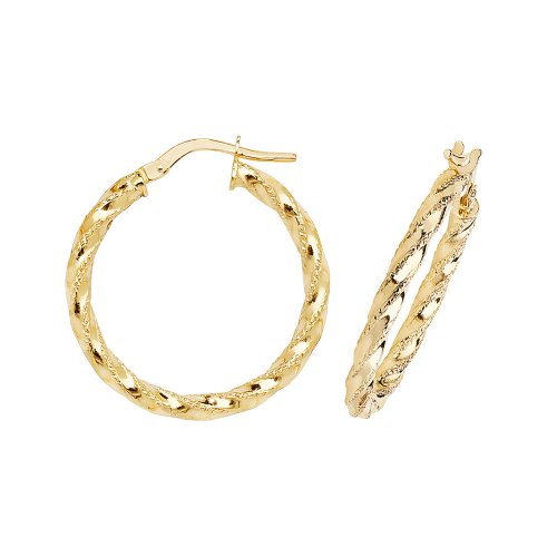 9ct Gold Diamond Cut Twisted Hoops ER952-