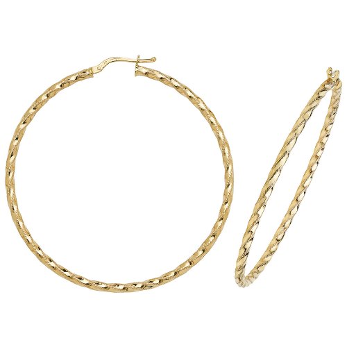 9ct Gold Diamond Cut Twisted Hoops ER952-