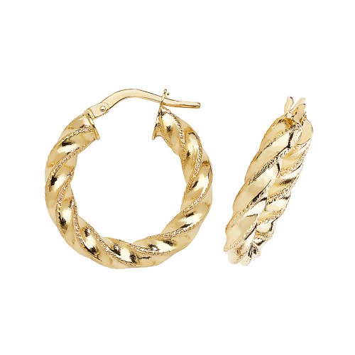 9ct Gold Diamond Cut Twisted Hoops ER954-