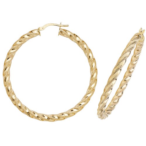 9ct Gold Diamond Cut Twisted Hoops ER954-