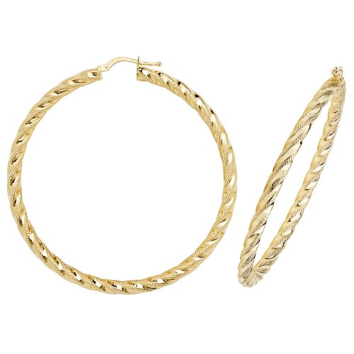 9ct Gold Diamond Cut Twisted Hoops ER954-