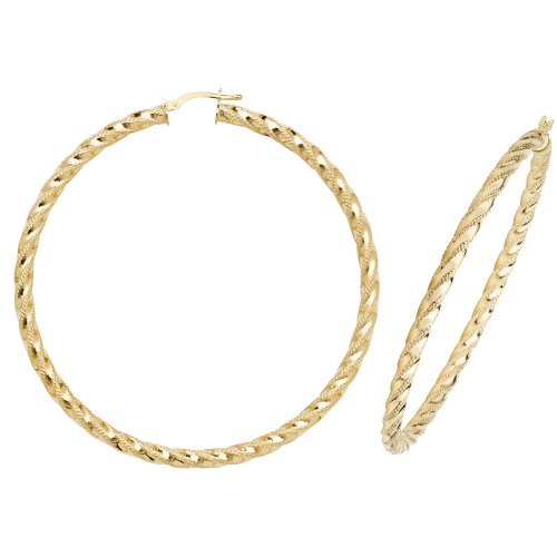 9ct Gold Diamond Cut Twisted Hoops ER954-
