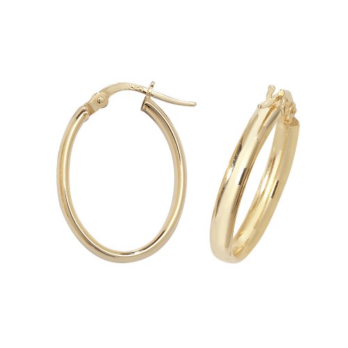 9ct Gold Tube Oval Hoops 